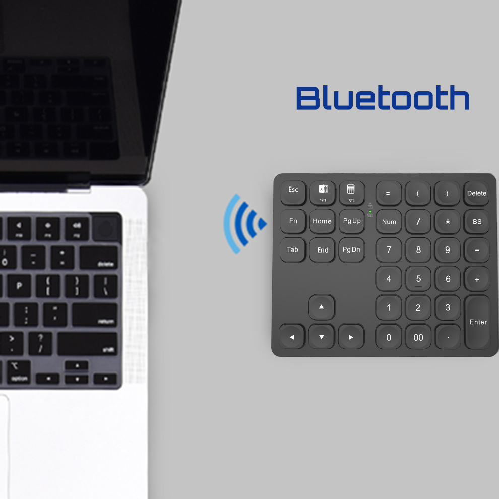 SATECHI 34-Toetsen Bluetooth Draadloos Numeriek Toetsenbord, VS Layout, Oplaadbaar via USB C