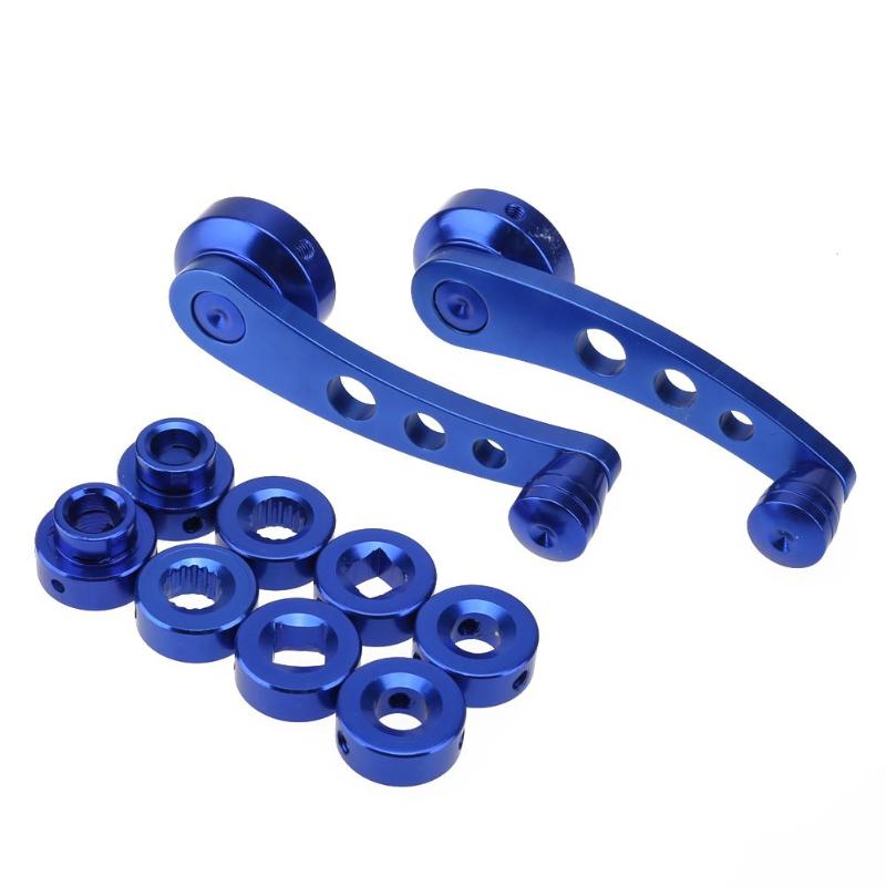2pcs Aluminum Alloy Universal Car Window Handle Auto Winder Riser Replacement Parts: Blue