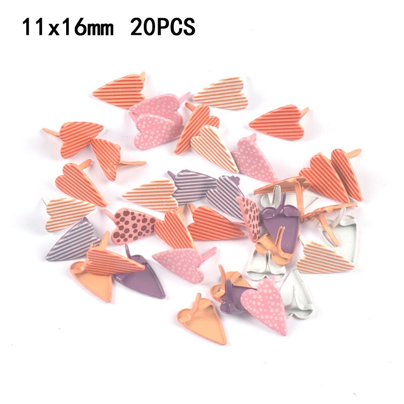Tachuelas de Metal con forma de corazón y estrella de colores, artesanías, adornos para álbum de recortes, sujetadores, accesorios de decoración hechos a mano: C2580  20pcs