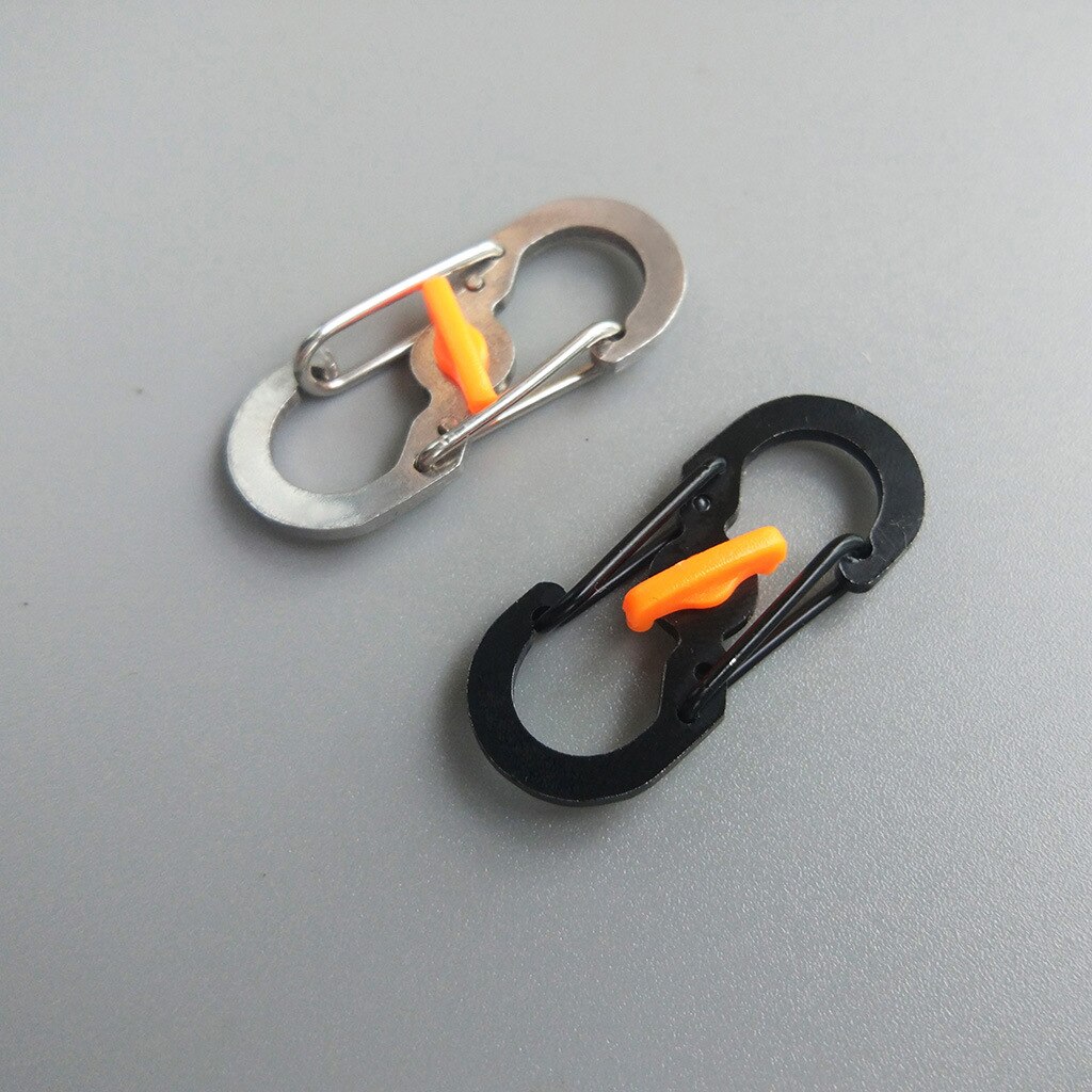 Mosquetón de acero inoxidable tipo S con cerradura, Mini llavero con gancho antirrobo, mochila de Camping al aire libre, hebilla, Herramienta de bloqueo con llave