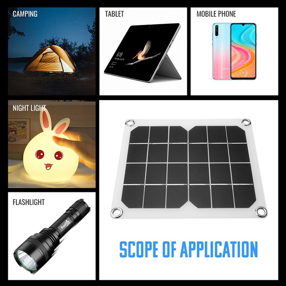 Monokristallijn Zonnepaneel Waterdichte Draagbare Outdoor Usb 5V 10W Semi-Flexibele Solar Power Led Waterdicht Eenvoudige Installatie
