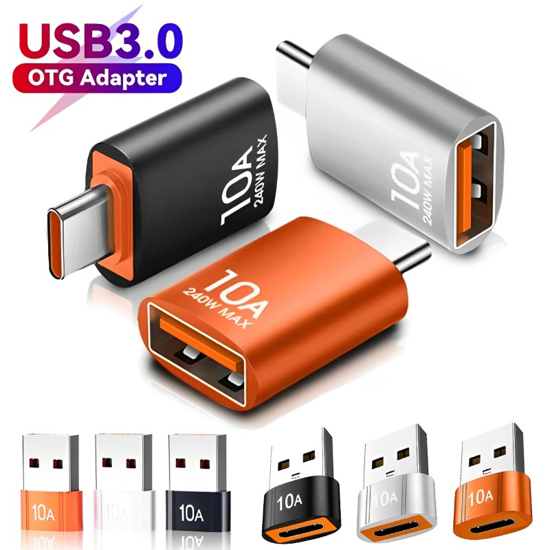 6-1PCS 10A OTG USB 3.0 A Tipo C Adattatore Tipo C Femmina A USB Maschio Convertitori Trasferimento dati ad alta velocità per MacBook Telefono Laptop