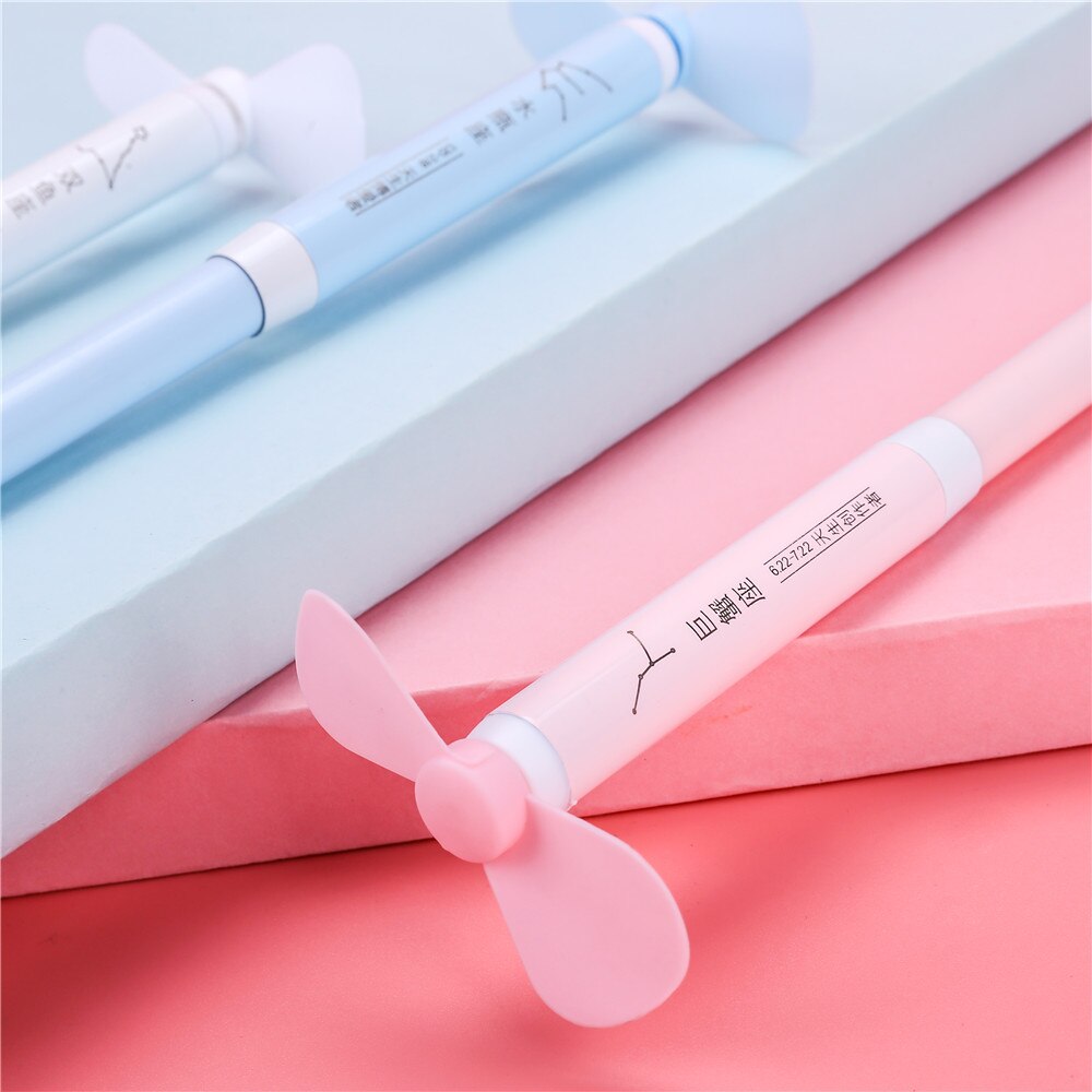 Fan Pen Summer Artifact Cute Mini Fan Pen DIY Toy Stationery Fresh Ballpoint Pen Writing Pen No Battery