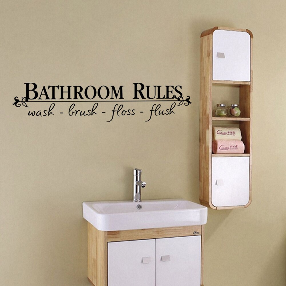 Bathroom Rules Wall Stickers Quote Bathroom Sticker Art Decal DIY Bath Background Waterproof Toilet Washroom Home Decor