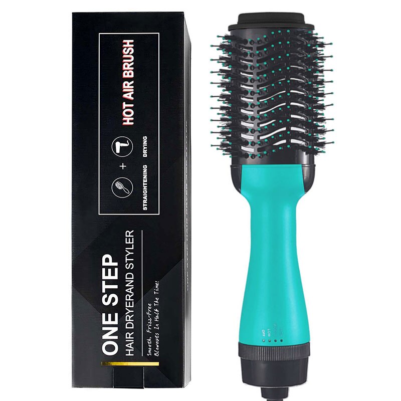 Een Stap Föhn En Volumizer Blower 2-In-1 Föhn Kam Air Brush Blow Droger haarborstel Styling Tools Styler: Green-Black / EU