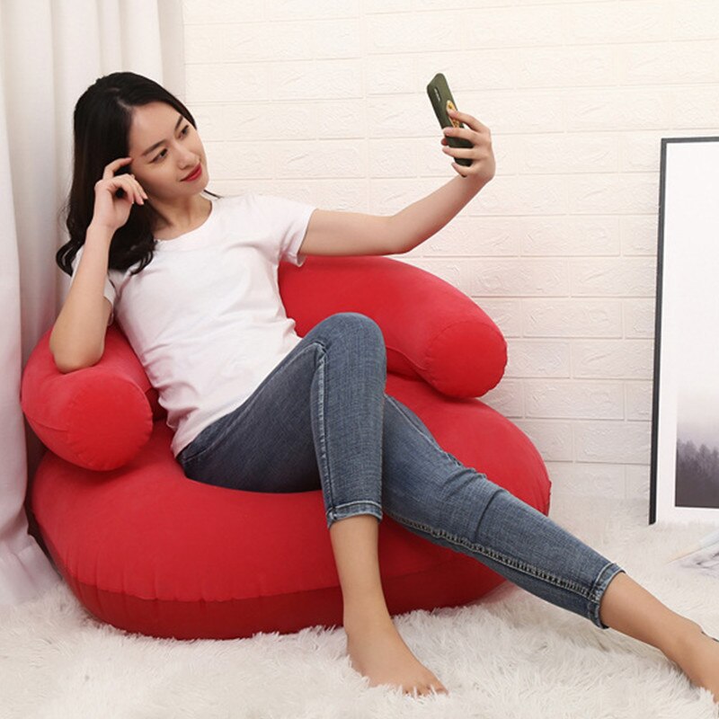 Pure Color Modern Flocking Sofa Living Room Simple Pvc Single Leisure Foldable Backrest With Armrests: Red