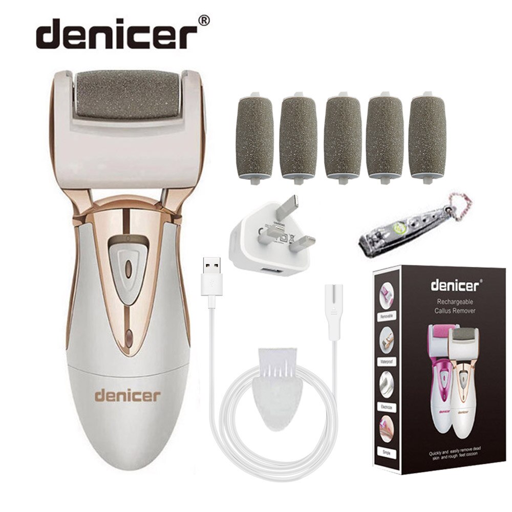 Rechargeable Pedicure Machine Health Foot Care Pedicura Tools Electric denicer Pedicure Foot File for Heel Callus Remover: 6 Heads-UK