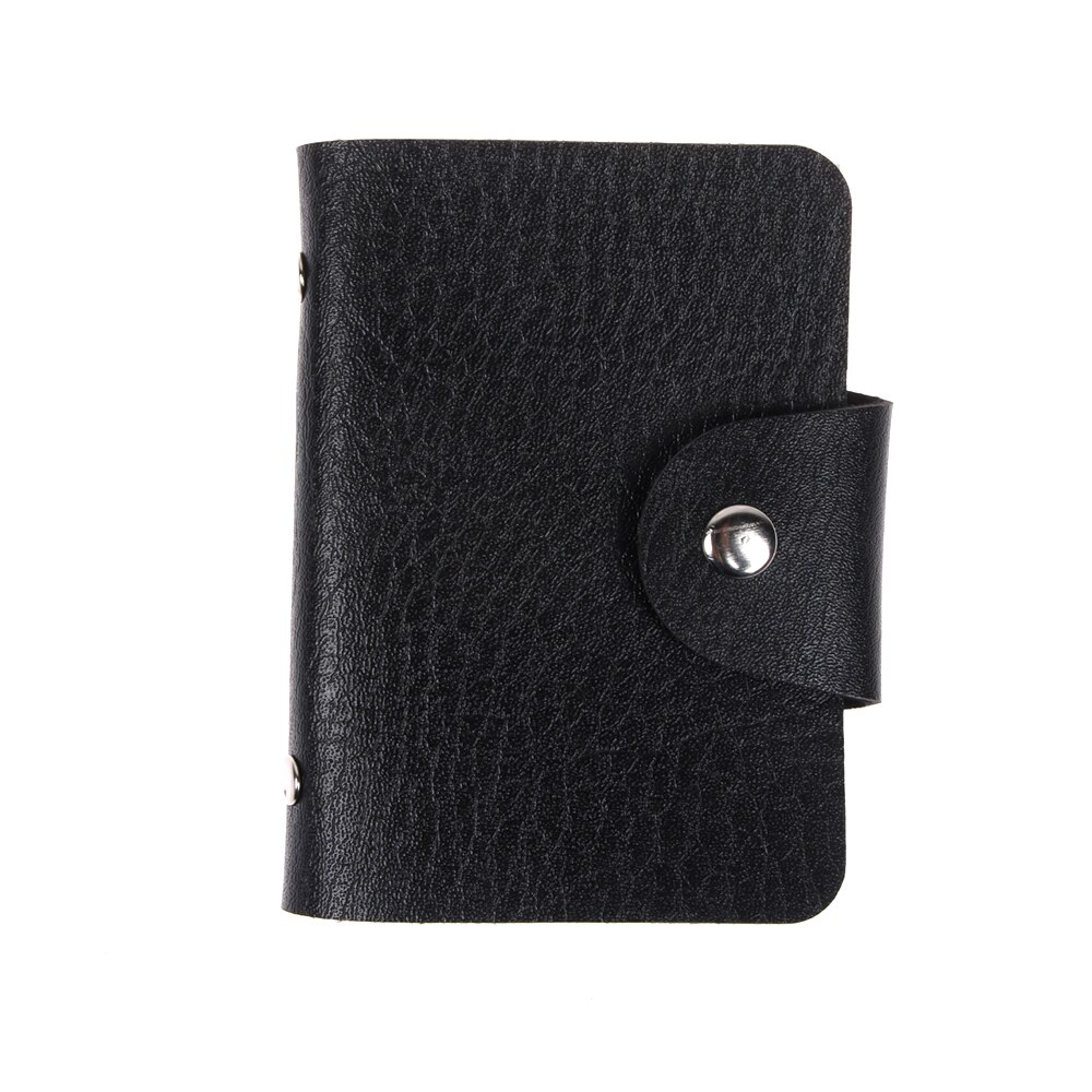 Porte-cartes en cuir PU 24 fentes | Fentes Double côté Business, porte-cartes de crédit, étui pour cartes couleur bonbon, porte-cartes porte-cartes porte-cartes porte-cartes: Black