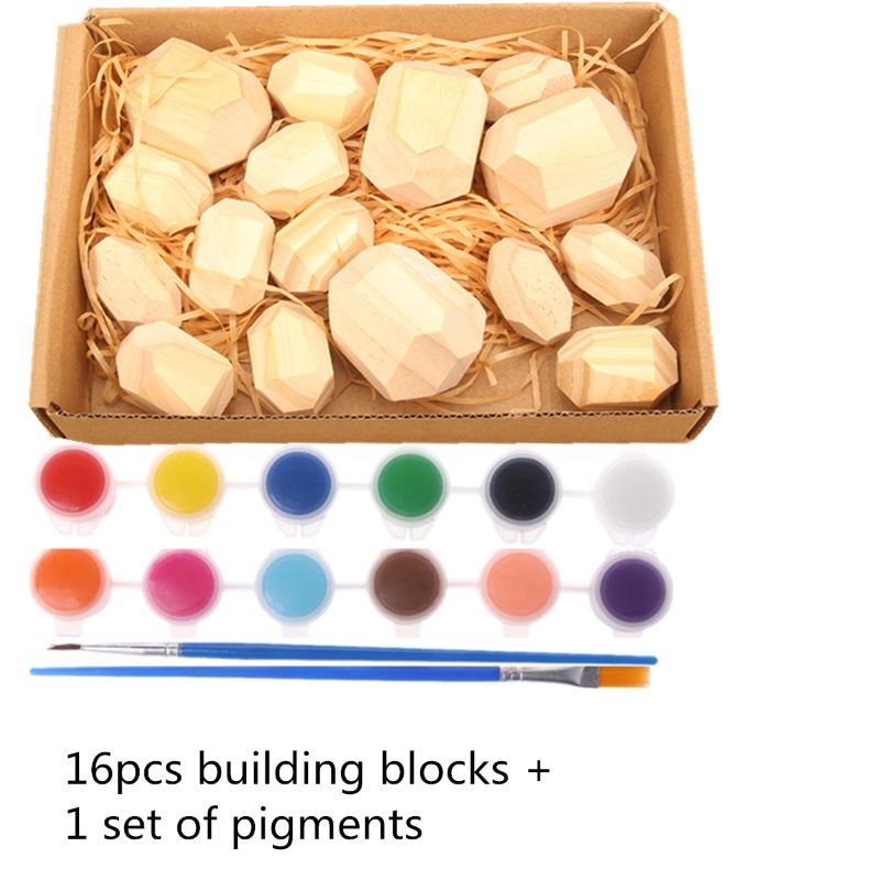 DIY Color Wooden Stone Building Block Educational Toy Nordic Style Stacking Game Wooden Toy