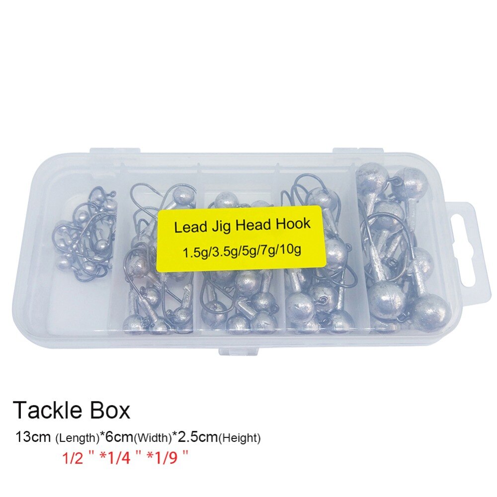 20-50pcs Jig Head Fishing Hooks Set 1.5g-20g Lead Jighead Fishhooks Jigging Hook Unpainted Worm Circle Hook for Carp Fishing