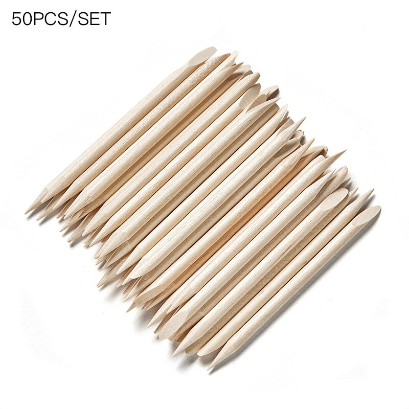 Set van 10/50/100 stuks nagelkunst nagelriemduwer oranje houten stokjes nagelriemduwer remover manicure pedicure verzorging: Hhq 02696 x 5