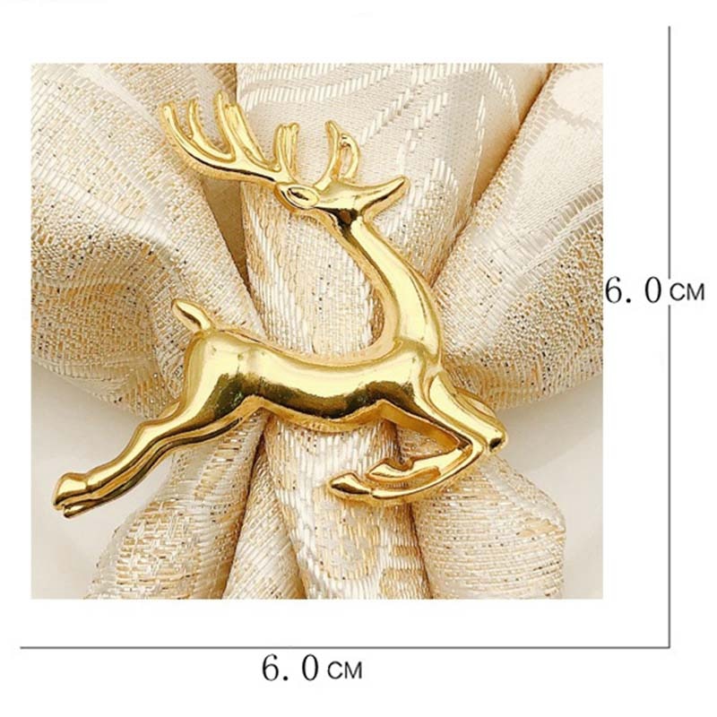 -12Pcs Kerst Elanden Herten Servetringen Goud Legering Servet Gesp Servet Ring Houder Hotel Restaurant Wedding Party Diner
