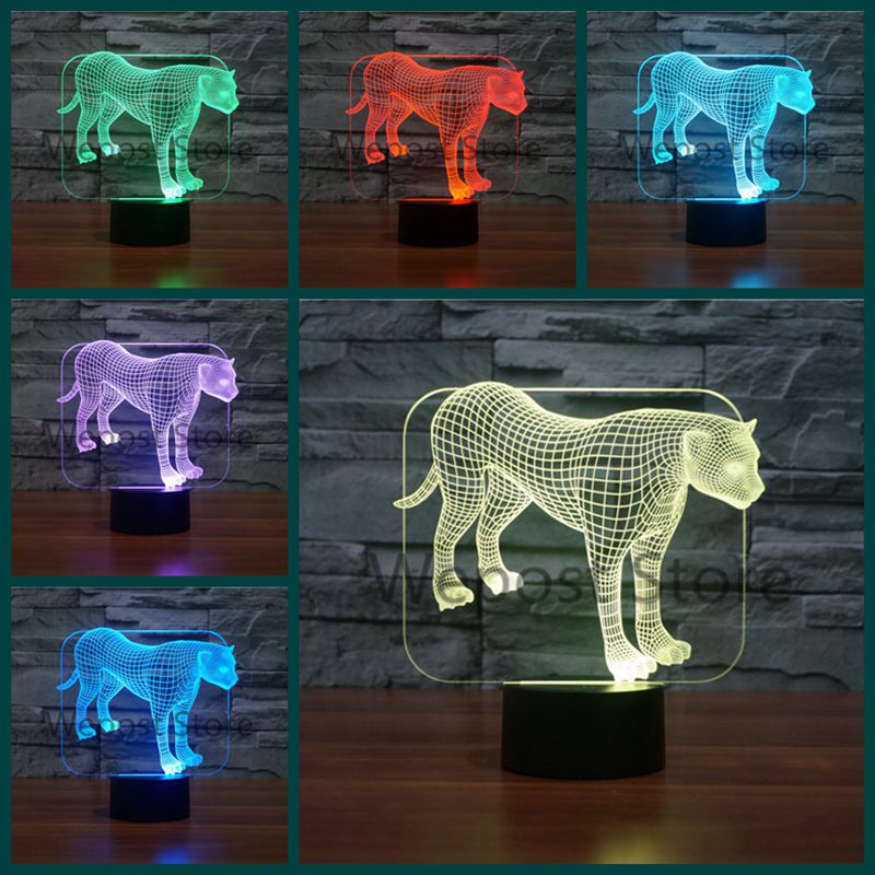 3D Dier Luipaard LED Illusion Nachtverlichting Kleurrijke Acryl USB Tafellamp Moderne Luipaard Decor Verlichting Voor Thuis
