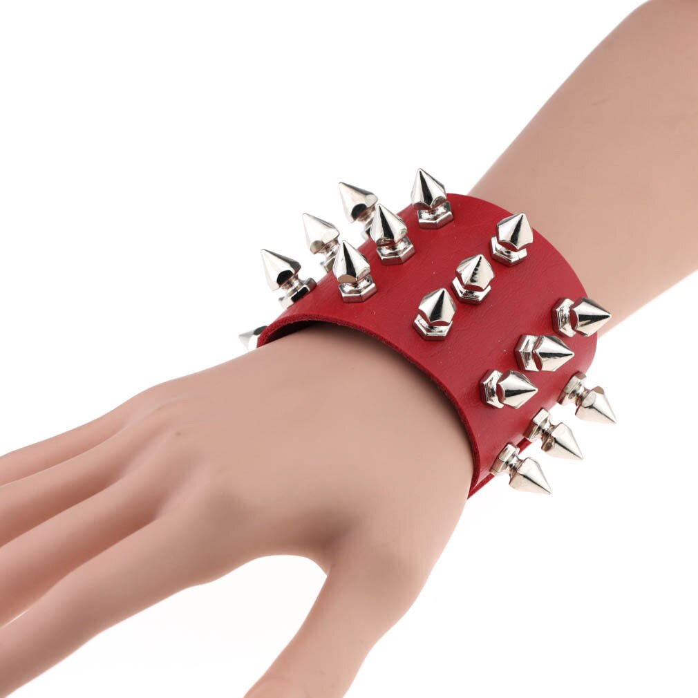 Boho Emo Spike bransoletka sztuczna skóra Punk bransoletki dla kobiet mężczyzn biżuteria Goth dziewczyna chłopiec mankiet Bangle Studded Halloween nadgarstek