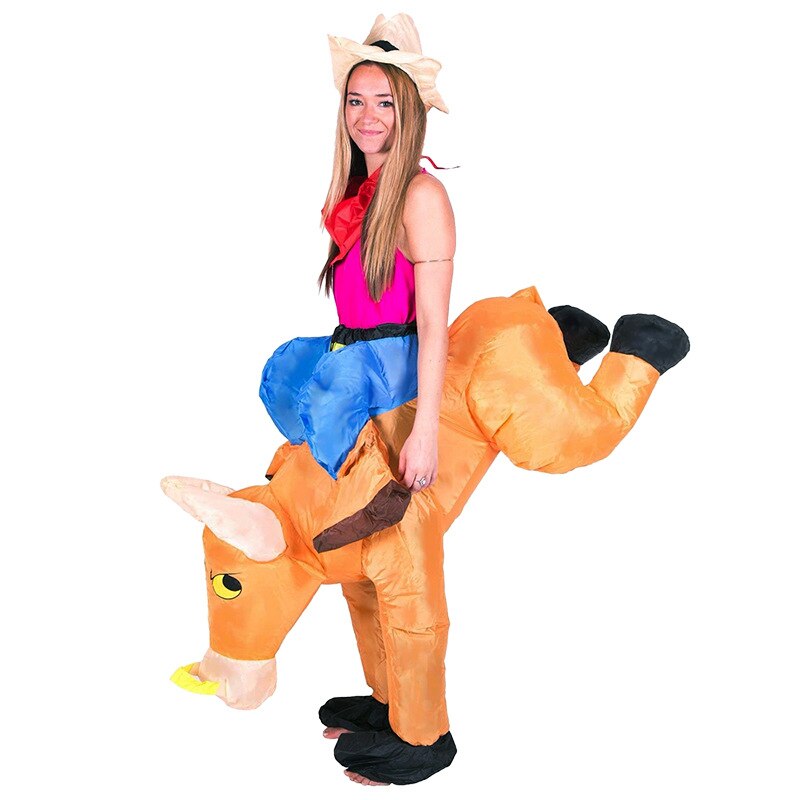 Disfraces inflables de animales para niños y adultos, disfraz de toro de dibujos animados, de vaquero, divertido Carnaval, juguete de ropa inflable