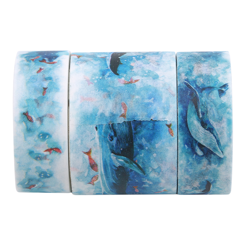 Sweet Japanese Decorative Paper Floral Flower Cherry Blossom Masking Washi Tape Set Stickers Crafts And Scrapbooking: blue