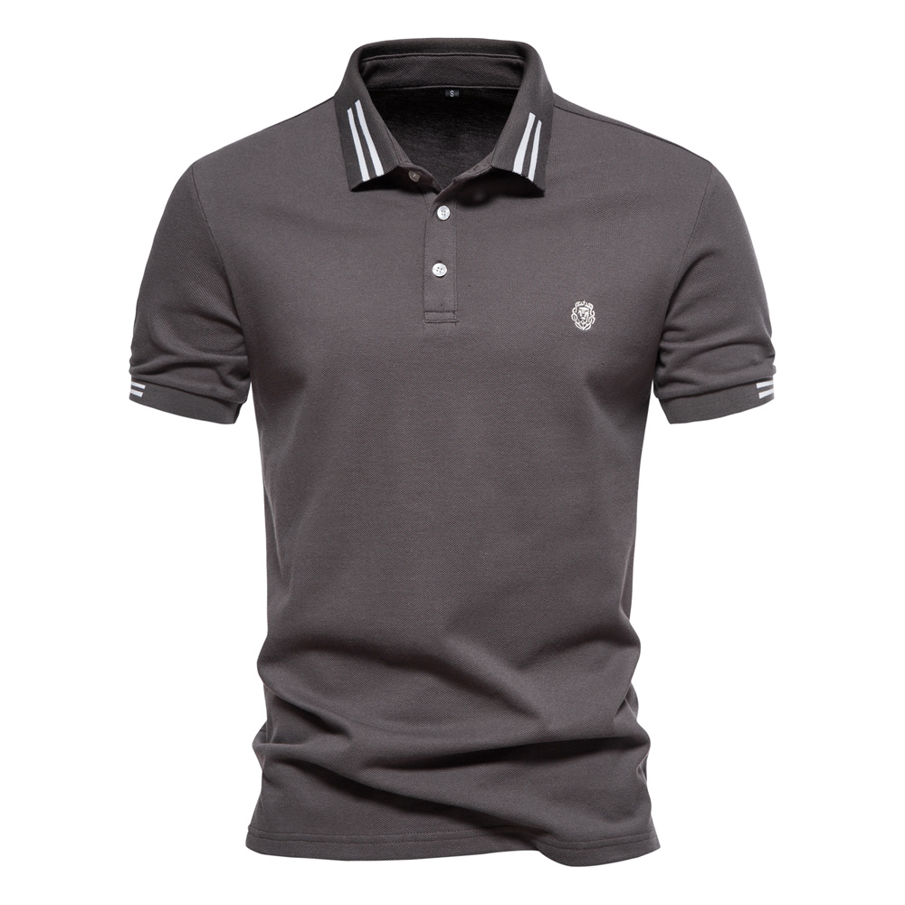 AIOPEON Brand 100% Cotton Men's Polo Shirts Casual Solid Color Short Sleeve Polo Shirts for Men Summer Desinger Clothing Men: XL / Brown