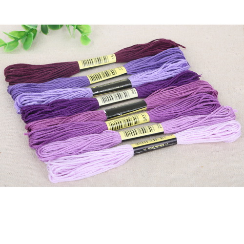 8Pcs Mix Colors 8 Meters Cross Stitch Cotton Sewing Skeins Craft Embroidery Thread Floss Kit DIY Sewing Tools 8: Purple
