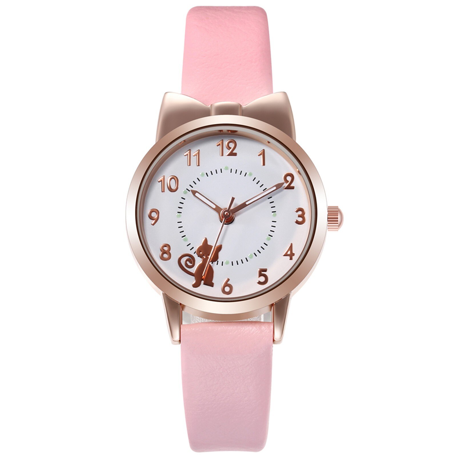 Lichtgevende Pointer Riem Horloge Sleek Minimalistische Mode Met Lederen Band Dial Vrouwen Quartz Horloge Horloge: Roze