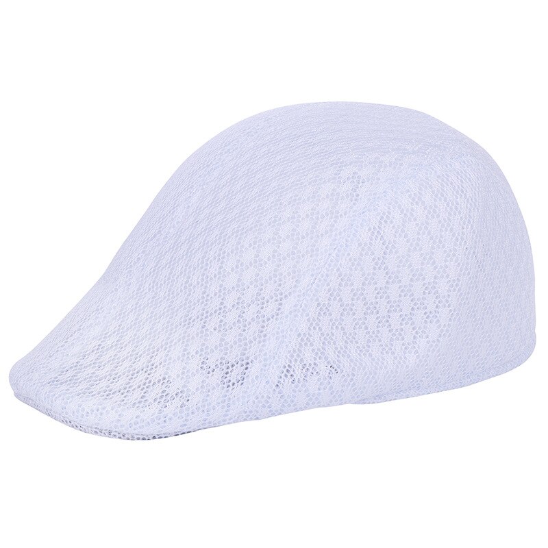 Berretti da uomo con cappuccio piatto in Mesh visiera con cappuccio in maglia scavata di colore puro cappelli da sole estivi traspiranti: WHITE