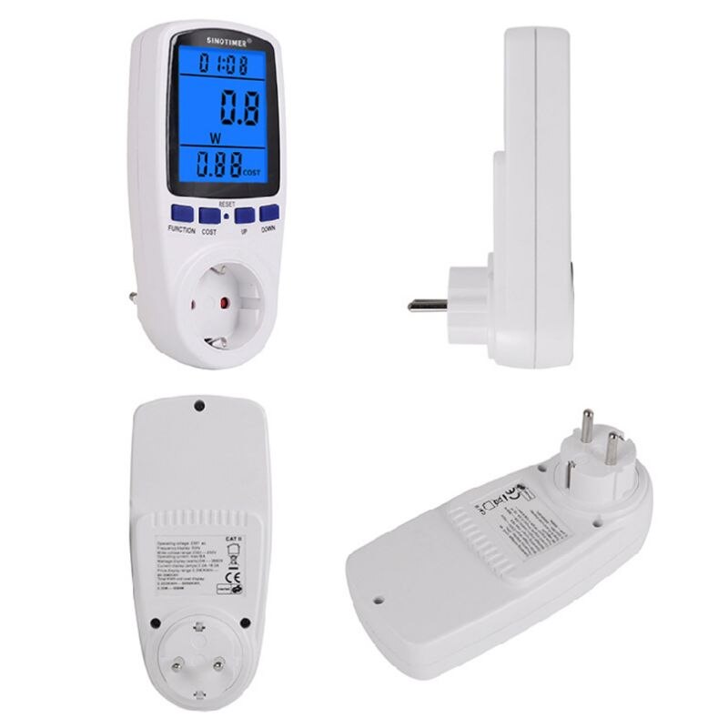 EU US UK FR BR AU Power Meter Plug LCD Display 7 Display Mode Wattmeter Energy Consumption Monitor