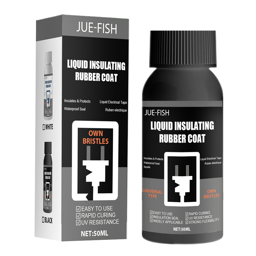 Pegamento de cinta eléctrica líquida, sellado fuerte, revestimiento dieléctrico impermeable, resistente al calor para Cable de datos eléctricos, 50ml, NIN668: Negro