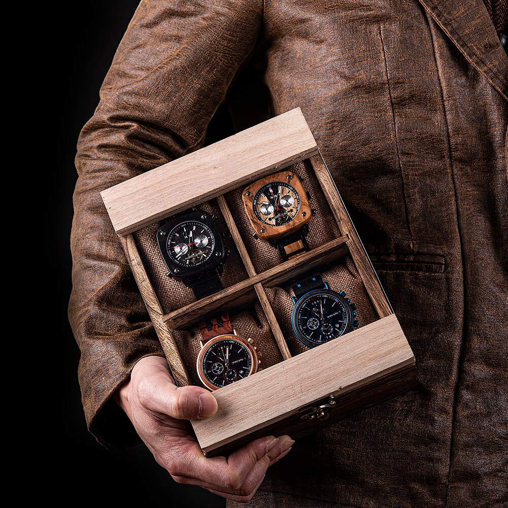 BOBO BIRD Leatherette Wrist Watch Display Box Organizer Storage Box Watch Holder Jewelry Display Case saat kutusu