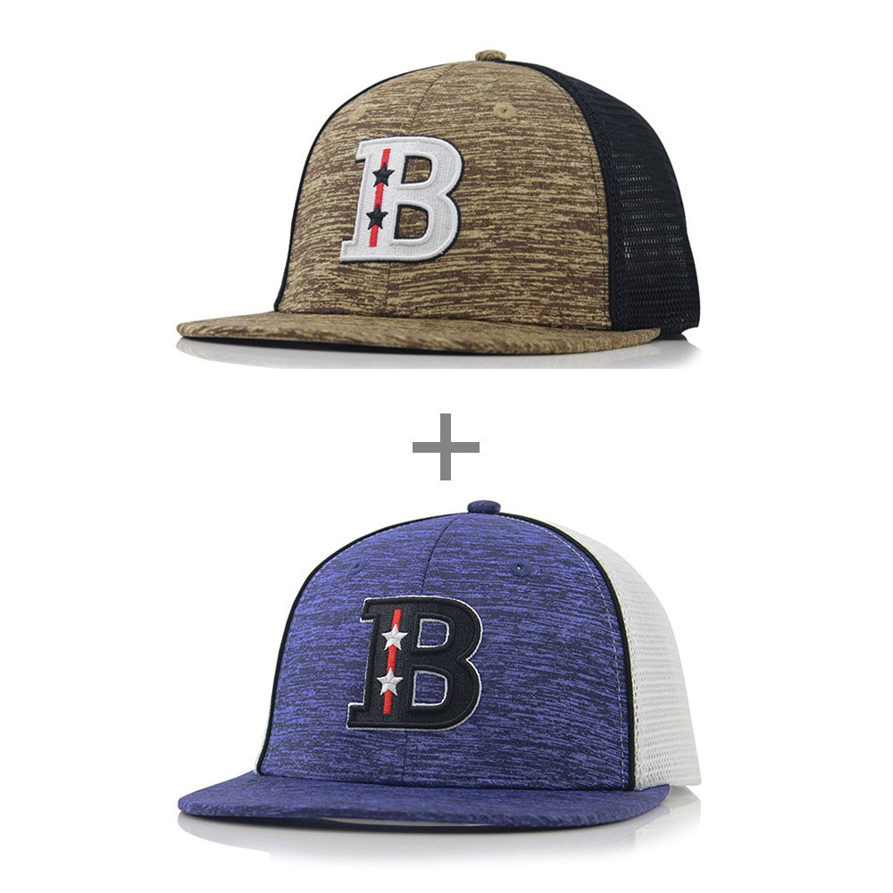 [aetrends] hip hop hat mesh flad baseballkasket cool kasketter og hatte til mænd z -9968: Brun og blå