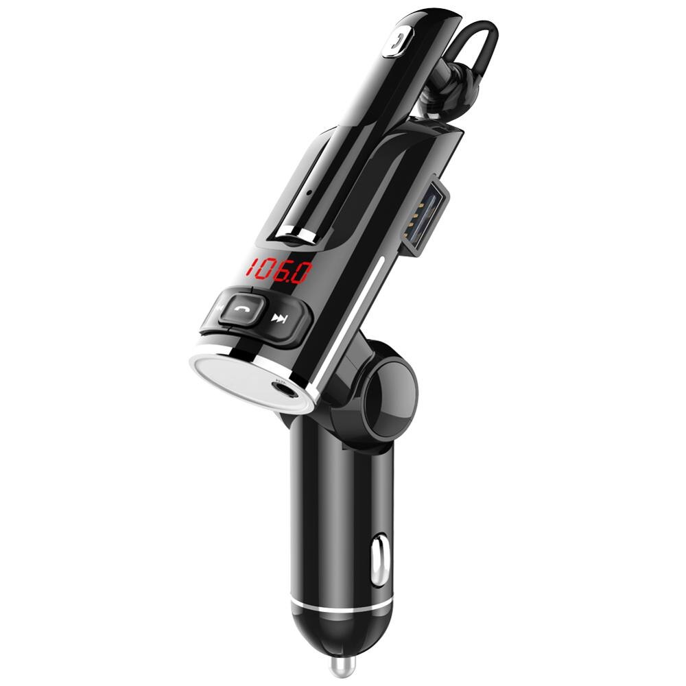 Handsfree Cigarette lighter Bluetooth 5.0 Car Kit FM Transmitter Audio Music Receiver Adapter USB Quick Charger LED Display