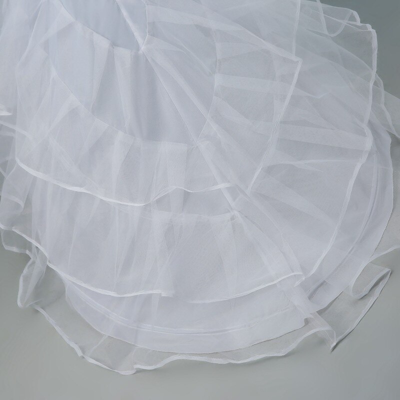 White Petticoat Train Crinoline Underskirt 3-Layers 2 Hoops Petticoat For Wedding Dresses Bridal Gowns CQ005