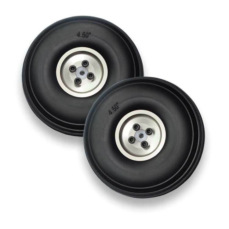 1 Pair Of Fixed Wing RC Airplane PU Wheels With Aluminum Hub 4.5" / 114.3mm