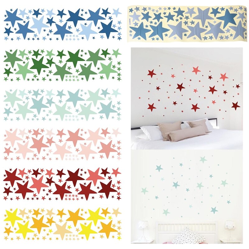 Colorful Stars Wall Stickers PVC Self-adhesive Removable Waterproof Wallpaper R66B