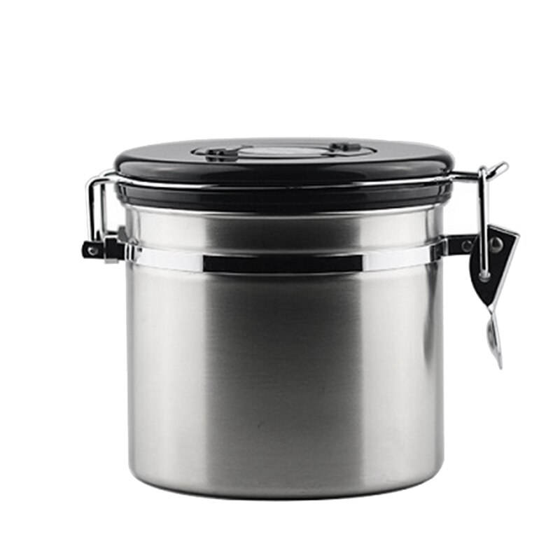 Coffee Storage Container Airtight Stainless Steel Coffee Canister Coffee Bean Container with Valve: Silver