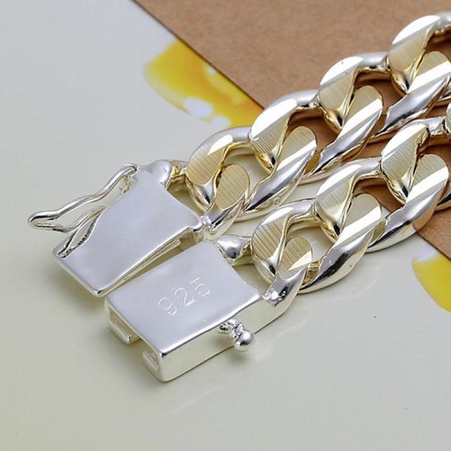 Silver color exquisite 10mm chain men women Chain noble wedding bracelet charm wedding cute birthday H091