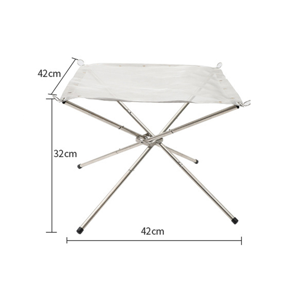 Poêle à bois, Camping en plein air, randonnée barbecue, feu de camp, cadre de feu, support en acier inoxydable, fosse à feu en maille pliable pour arrière-cour: S 42x42x32cm