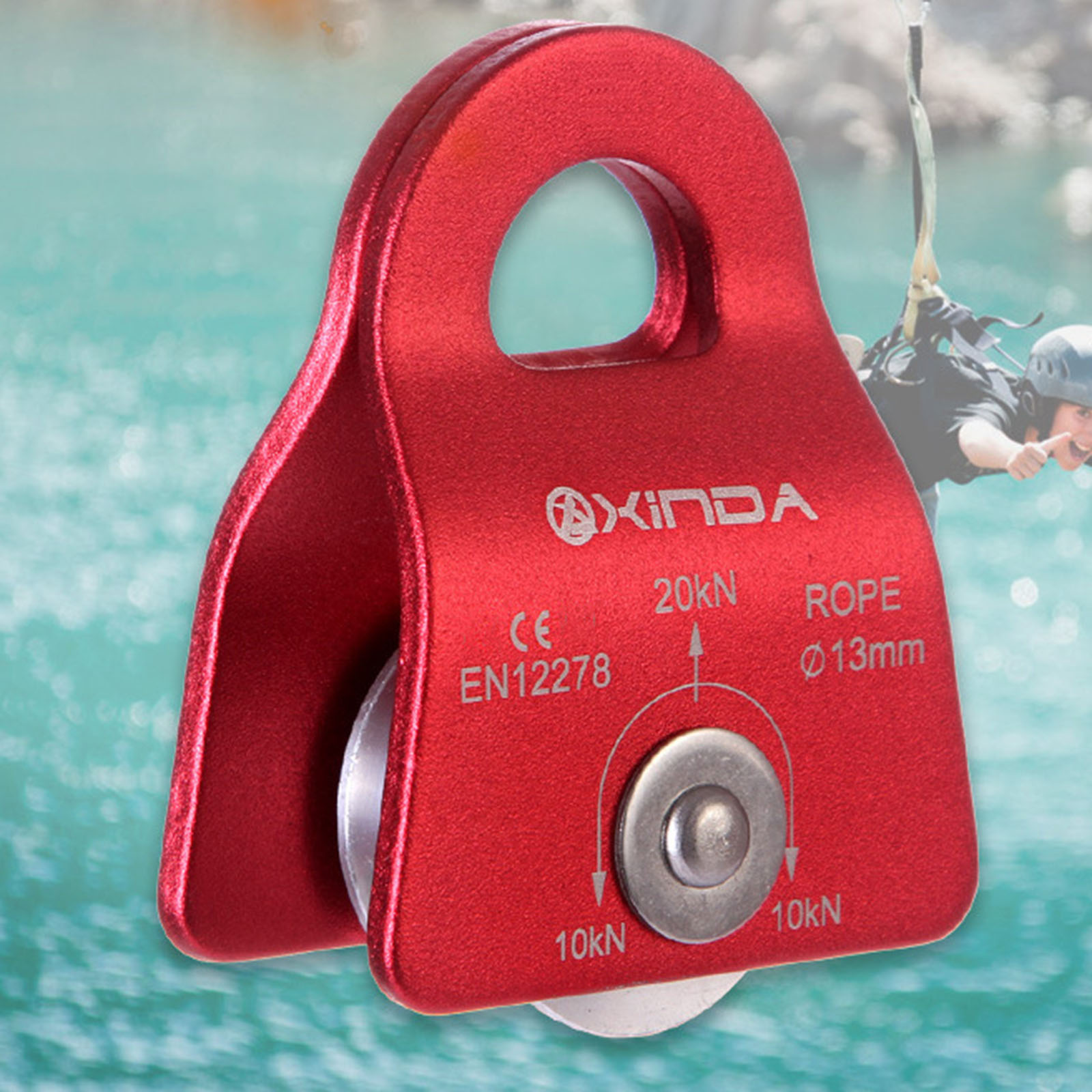 20KN 4500lbs General Purpose Mobile Pulley for Rock Tree Climbing 13mm Rope