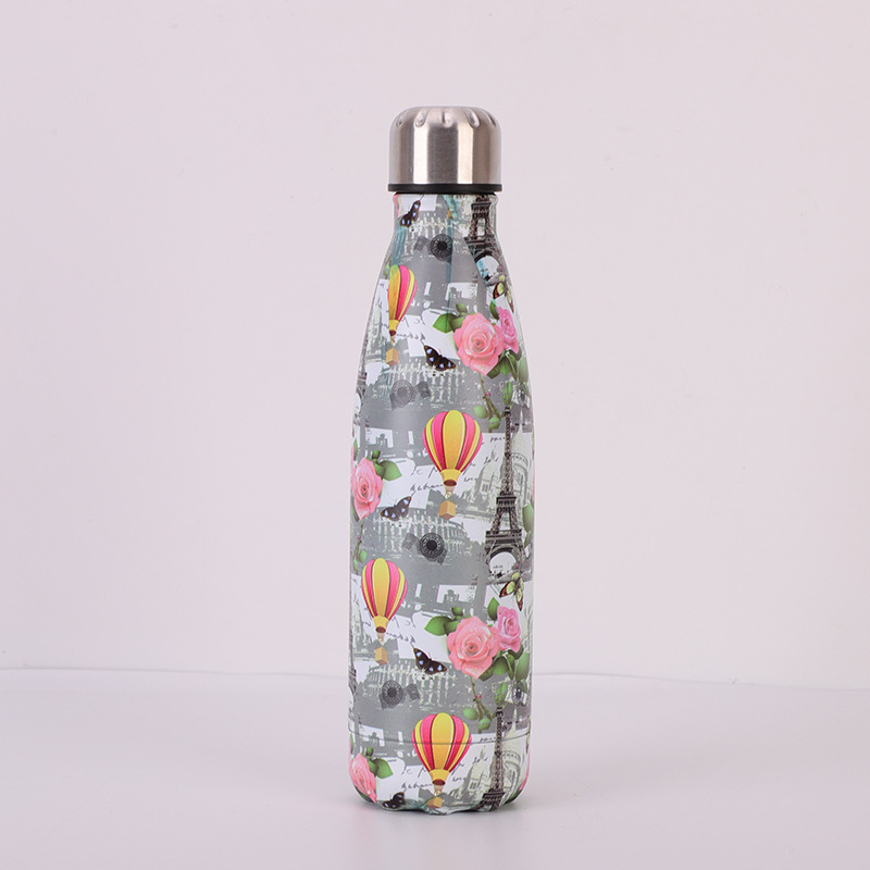 Blumen- Wasser Flasche 500ml Sport Isolierte Wärme Kälte Tasse Edelstahl Thermoskanne Fitnessstudio Shaker Tragbare Getränk Flasche Tee becher