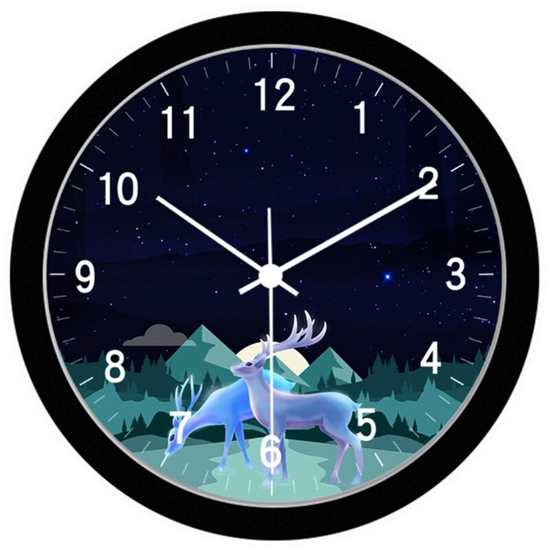 Chinese Style Wall Clock Led Glowing Intelligent Sound Control Mute Clocks