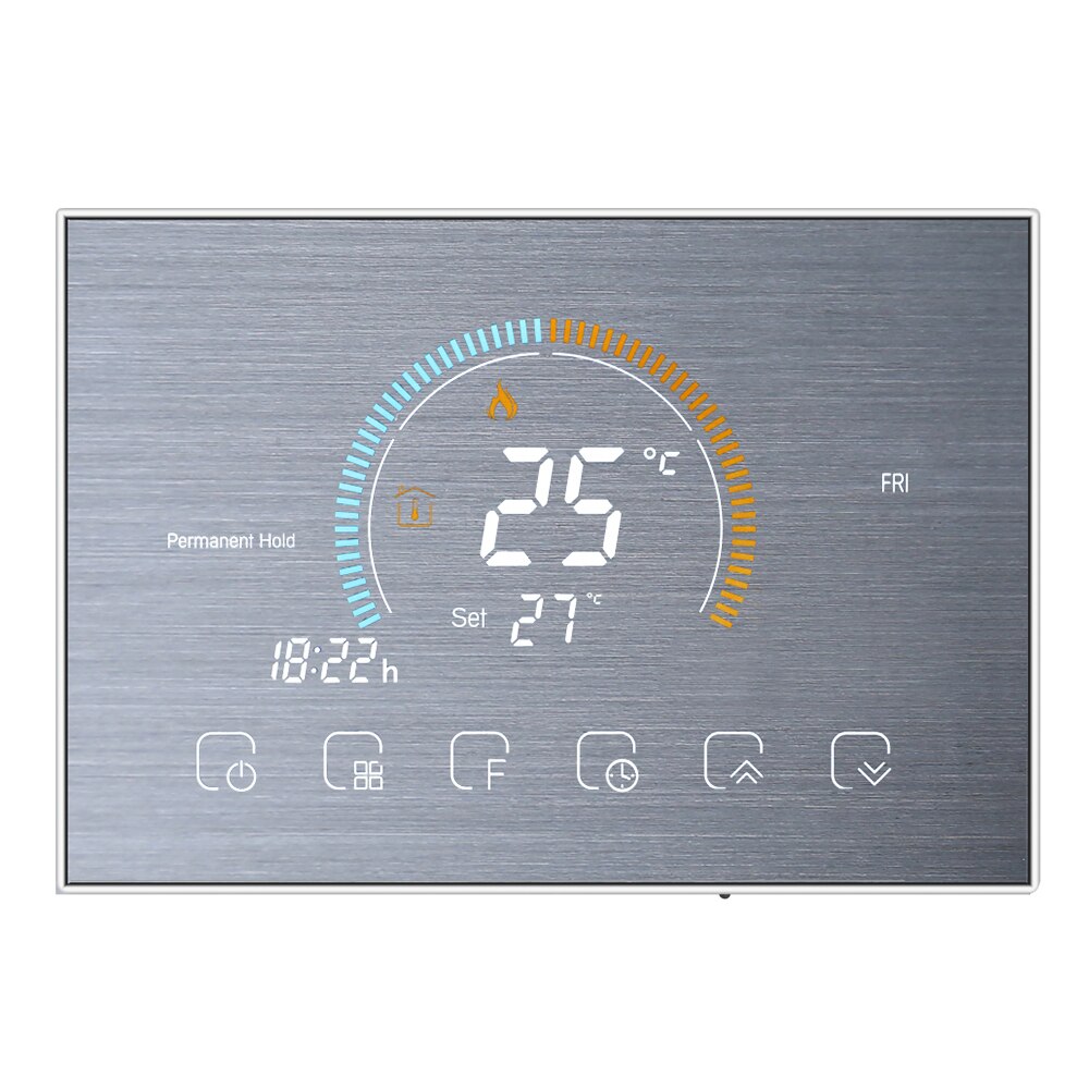 Switchable Wi-Fi Smart Programmable Thermostat Voice APP Control Backlight LCD Water/ Gas Boiler Heating Thermoregulator: Silver / BHT8000GC(NO WIFI)