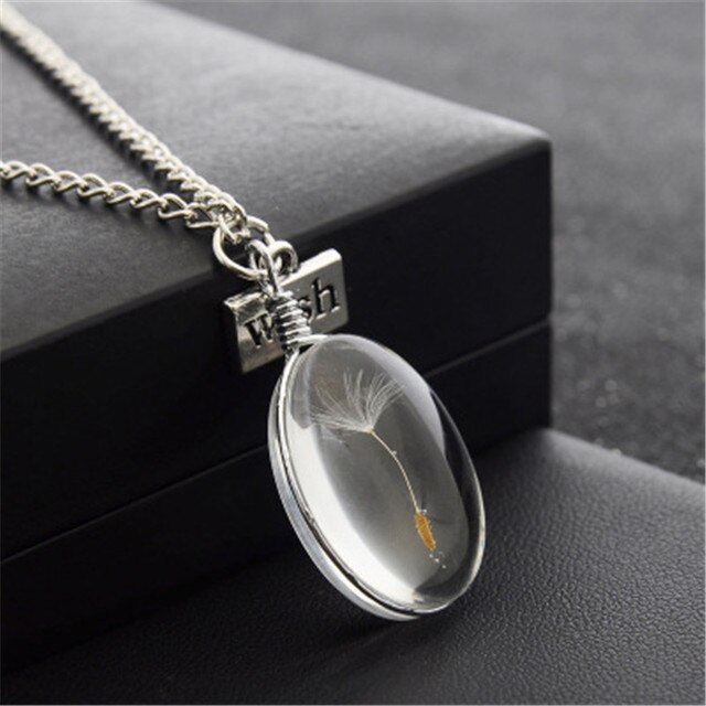 Runde Löwenzahn getrocknete Blume Anhänger Halskette Charme natürliche Löwenzahn Glas Cabochon transparent Glücklich Wunsch Glaskugel Schmuck: Kobalt violett