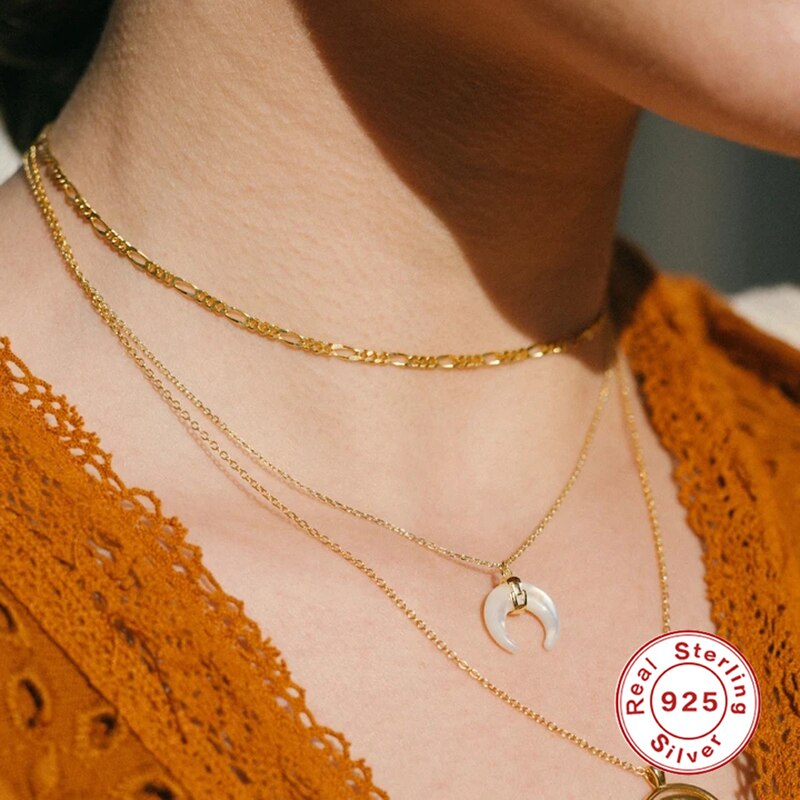 ROXI Classic Chain Clavicle Necklaces for Women Choker Gold/Silver Necklace Fine Jewellery Chains Sterling Silver 925 Collares