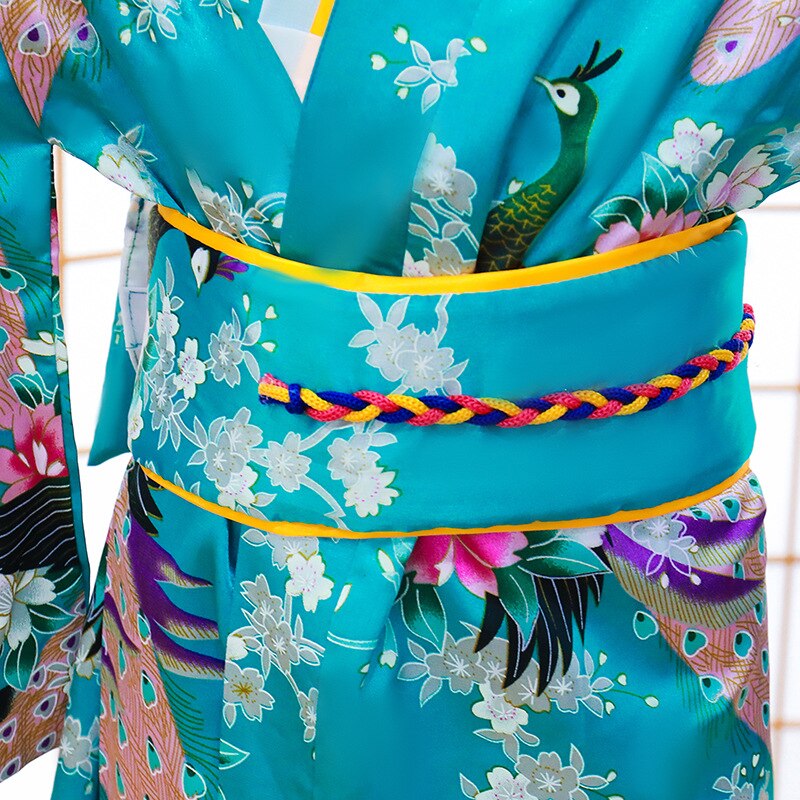Traditionell kinesisk kimono för barn sidenklänning för barn i ett stycke klänning