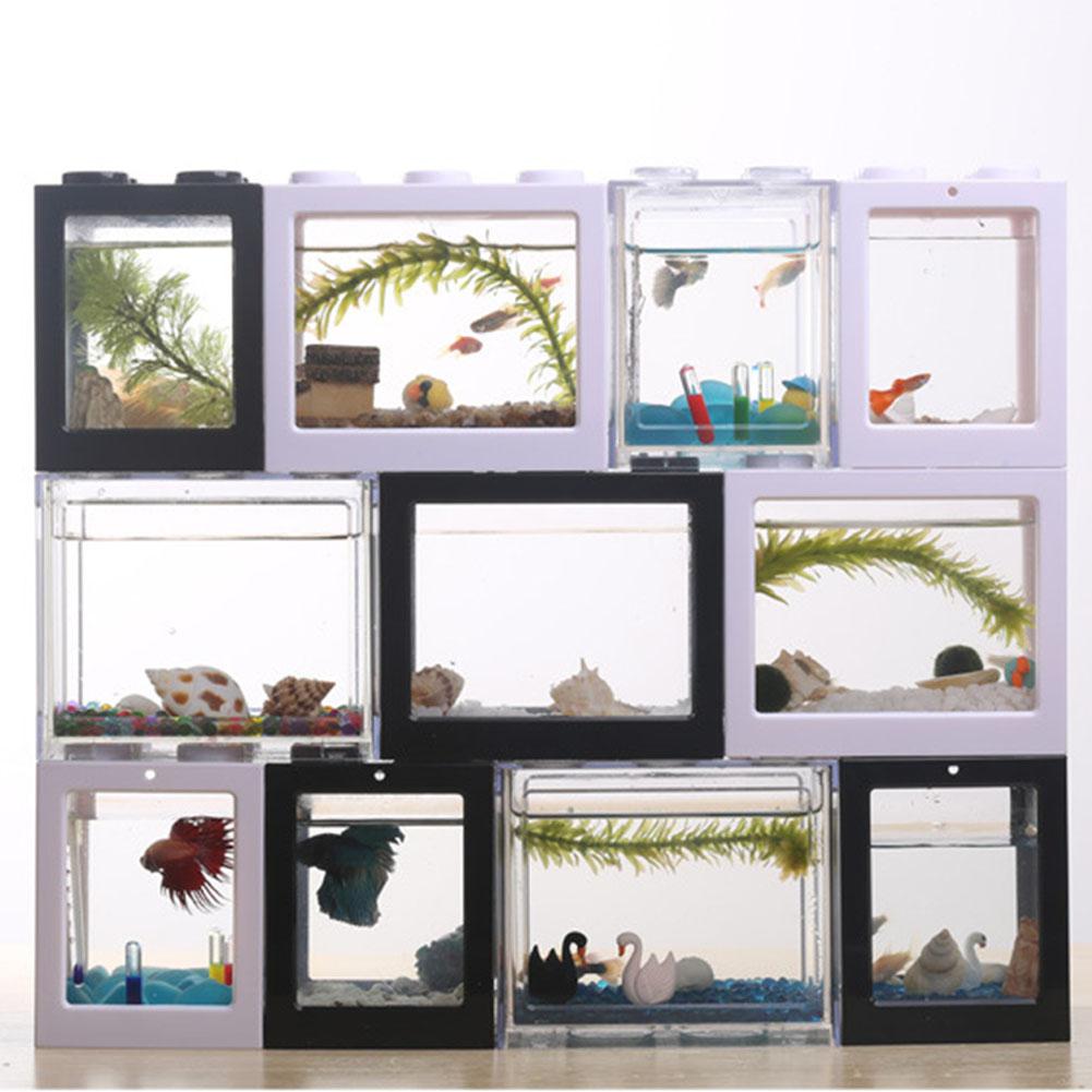 Mini Aquarium Fish Tank Fishbowl for Rumble Fish Marimo Spider Marimo Aquarium Accessories Small Reptile Pet Box 12*8*10.5cm