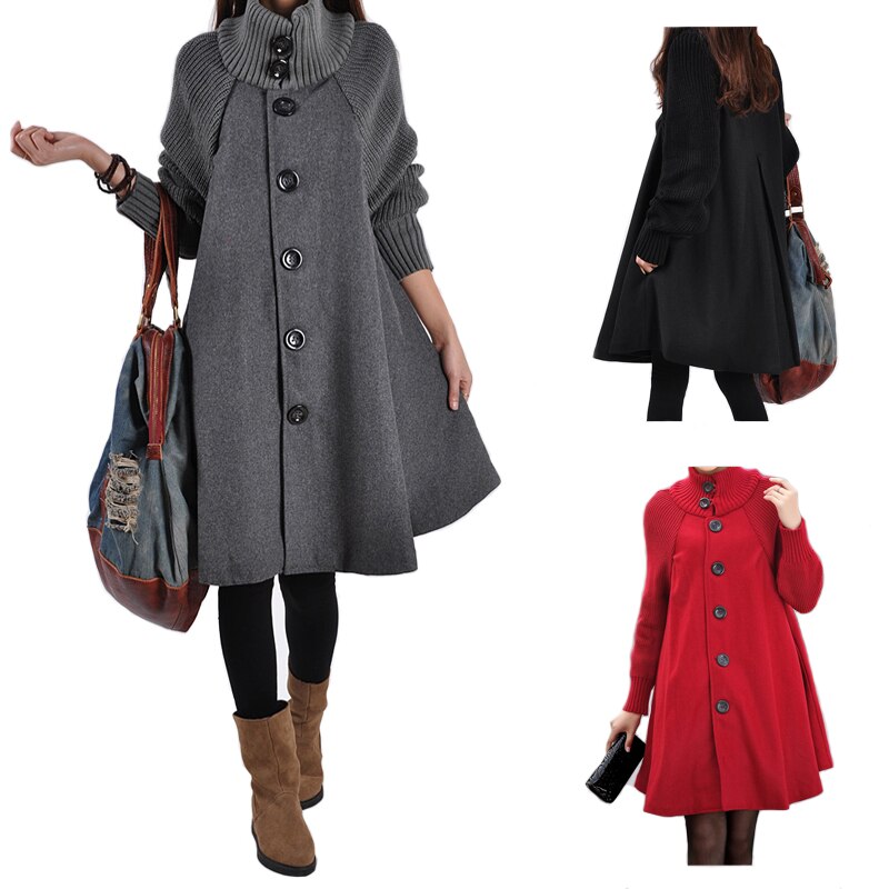 Ropa premamá invierno, capa gruesa y holgada de Color puro, abrigos con una hilera de botones, ropa de abrigo para mujer embarazada