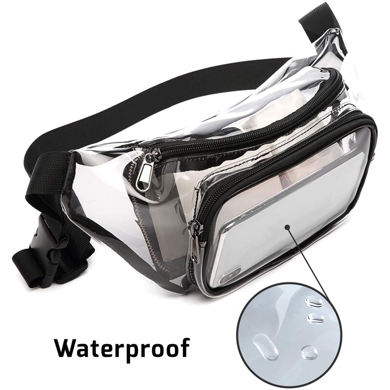 Simple Transparent Waist Bags Waterproof Cute Waist Adjustable Bag for Women Men, Travel, Beach,,Concerts Bag