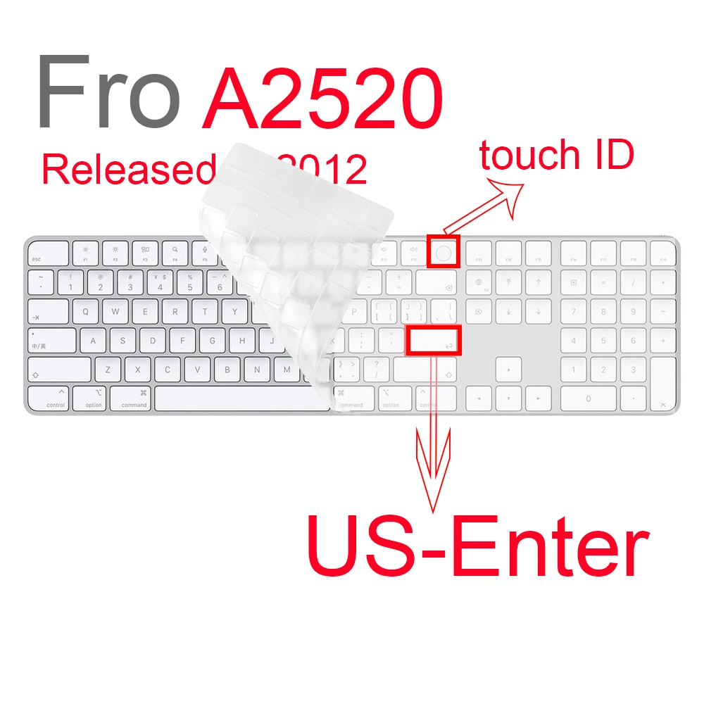 Für Magic Keyboard Silikon transparente Tastatur Schutzhülle für Apple IMac Tastatur 1843 A1644 A2520 A1314 A2449 wasserdicht: Silber