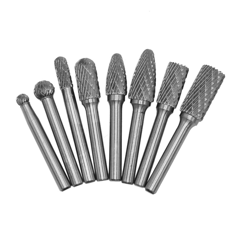 8pcs ​Tungsten Steel Rotary File Burr Rasp Drill Grinding Head Carving Tool Burrs Set for Woodworking Drilling Carving*