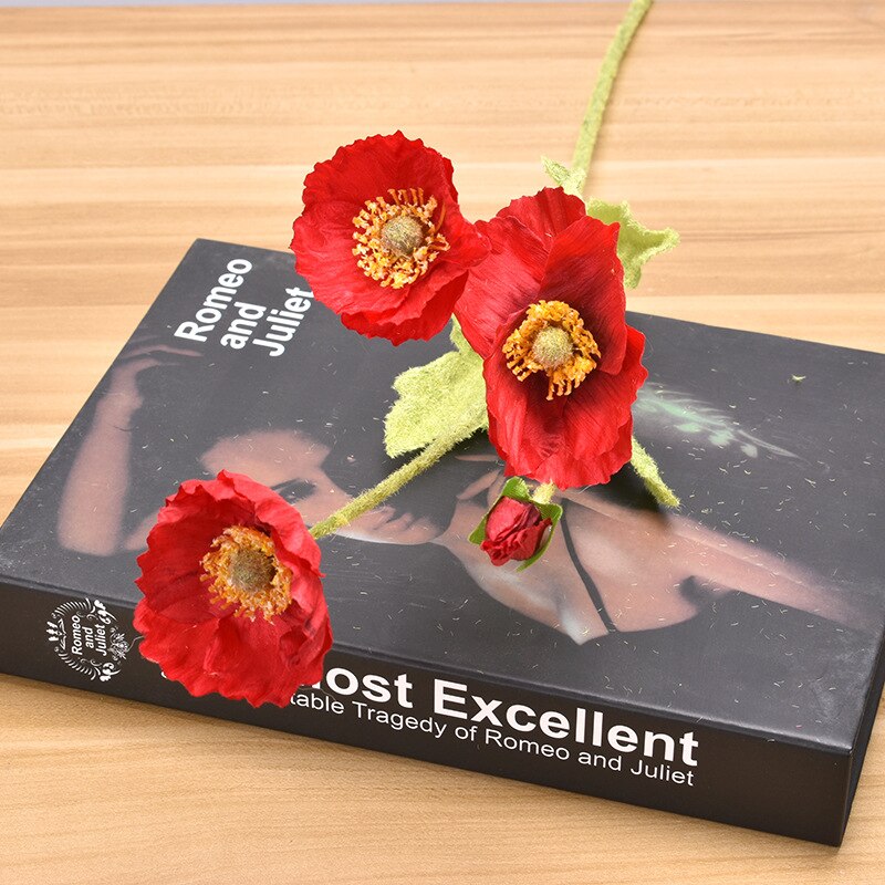60cm Spring Poppy Artificial Flowers DIY Wedding Christmas Party Home Decoration Silk Flower Wall Materials: 03