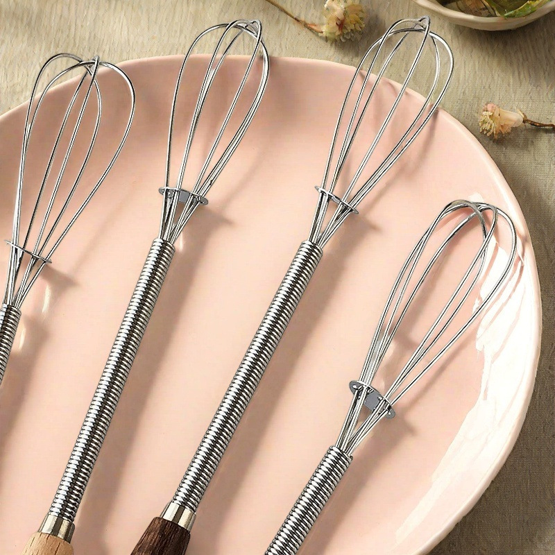 1 stuks premium roestvrijstalen garde met massief houten handvat - perfect voor het mengen, kloppen en roeren in de keuken