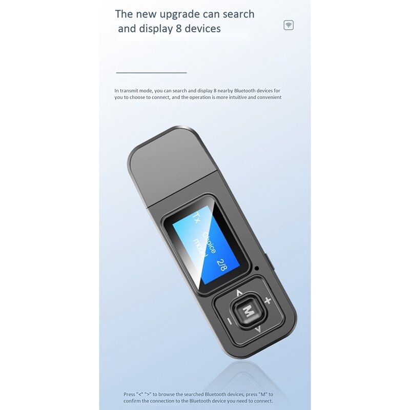 Lcd Sn Display Bluetooth Adapter Bluetooth Receiver Transmitter 2 in 1 Hands-Free Call Bluetooth 5.0